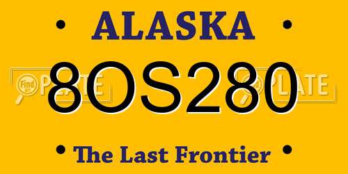 8OS280 Alaska License Plate