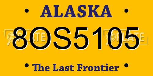 8OS5105 Alaska License Plate