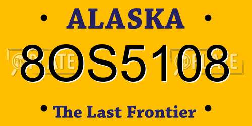 8OS5108 Alaska License Plate
