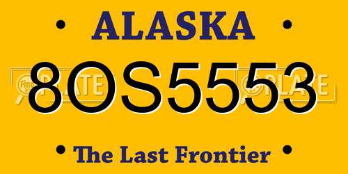 8OS5553 Alaska License Plate
