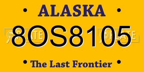 8OS8105 Alaska License Plate