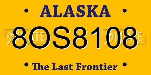 8OS8108 Alaska License Plate
