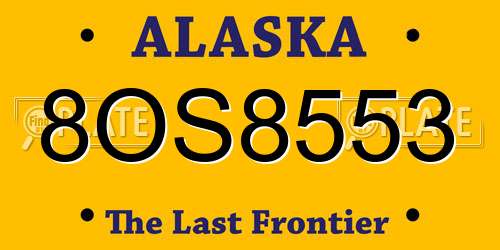 8OS8553 Alaska License Plate