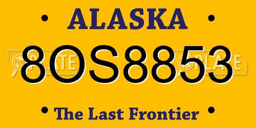 8OS8853 Alaska License Plate