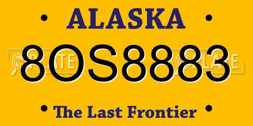 8OS8883 Alaska License Plate