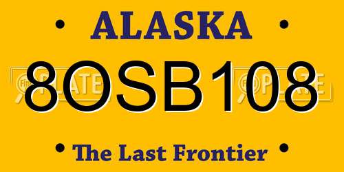 8OSB108 Alaska License Plate