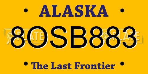 8OSB883 Alaska License Plate