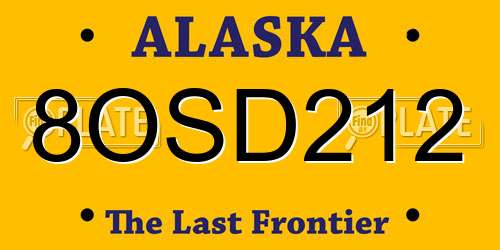 8OSD212 Alaska License Plate