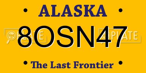 8OSN47 Alaska License Plate