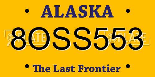 8OSS553 Alaska License Plate