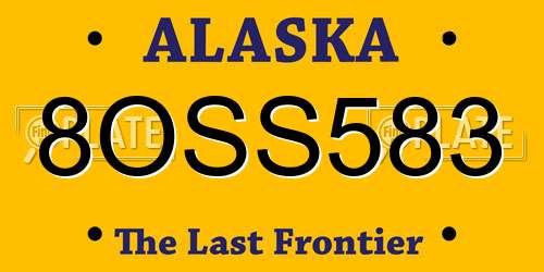 8OSS583 Alaska License Plate