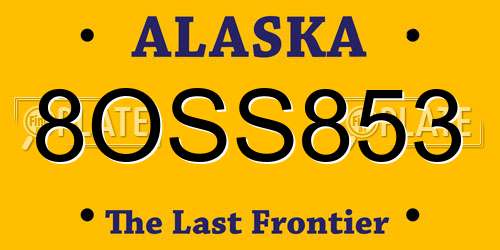 8OSS853 Alaska License Plate