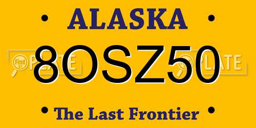 8OSZ50 Alaska License Plate