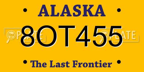 8OT455 Alaska License Plate