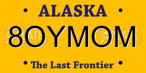 8OYMOM Alaska License Plate