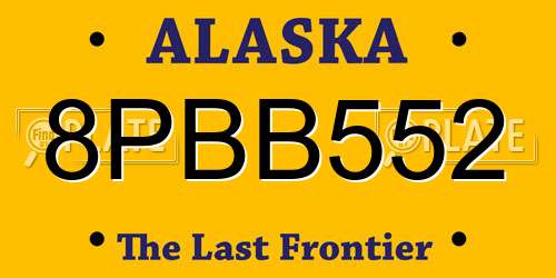 8PBB552 Alaska License Plate