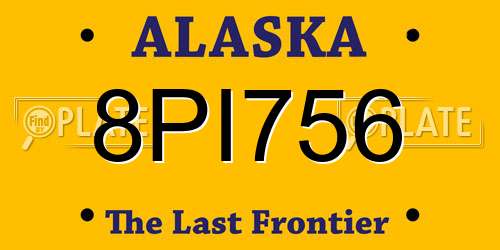 8PI756 Alaska License Plate