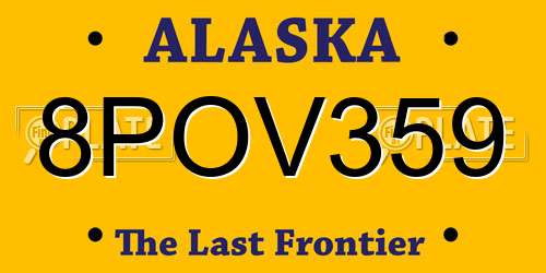 8POV359 Alaska License Plate