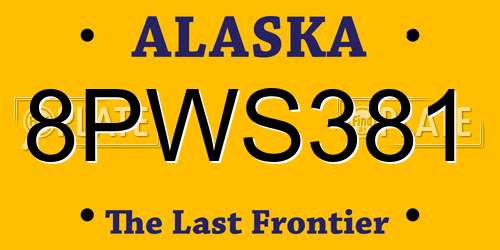8PWS381 Alaska License Plate