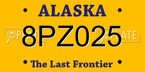 8PZ025 Alaska License Plate