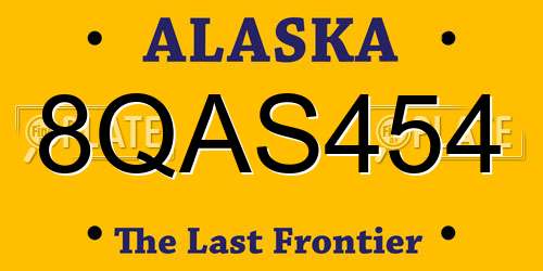 8QAS454 Alaska License Plate