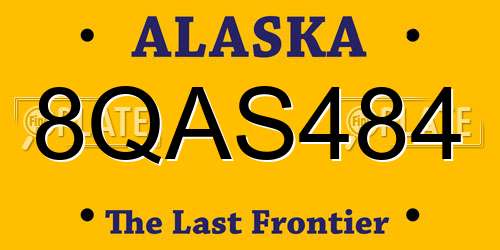 8QAS484 Alaska License Plate