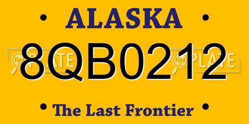 8QB0212 Alaska License Plate
