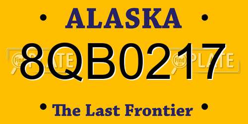 8QB0217 Alaska License Plate