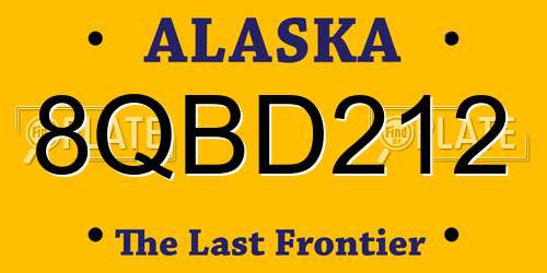 8QBD212 Alaska License Plate