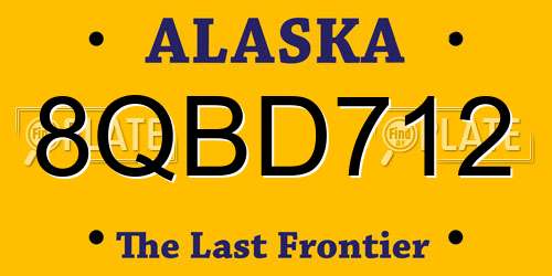 8QBD712 Alaska License Plate