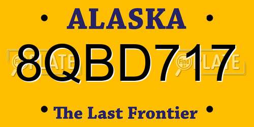 8QBD717 Alaska License Plate