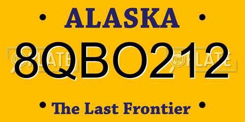 8QBO212 Alaska License Plate