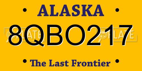 8QBO217 Alaska License Plate