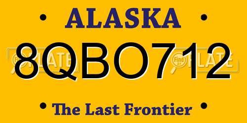 8QBO712 Alaska License Plate