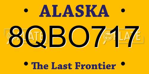 8QBO717 Alaska License Plate
