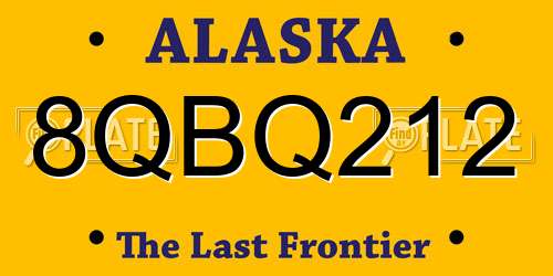 8QBQ212 Alaska License Plate