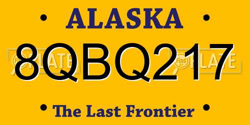 8QBQ217 Alaska License Plate