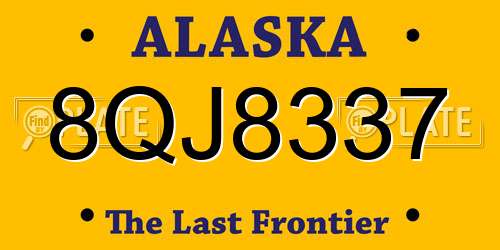 8QJ8337 Alaska License Plate