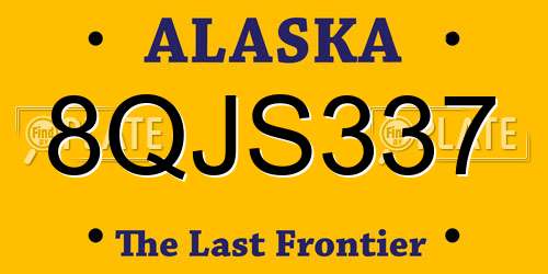 8QJS337 Alaska License Plate