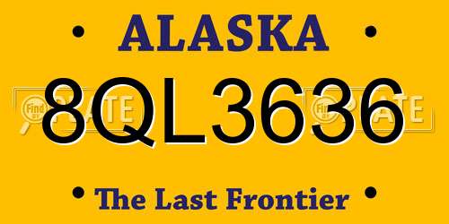 8QL3636 Alaska License Plate