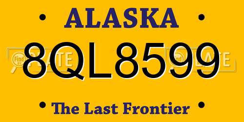 8QL8599 Alaska License Plate