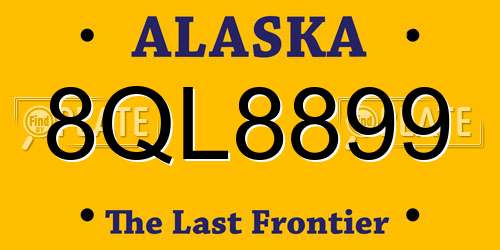 8QL8899 Alaska License Plate