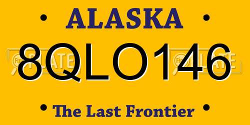 8QLO146 Alaska License Plate
