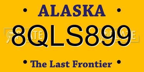 8QLS899 Alaska License Plate
