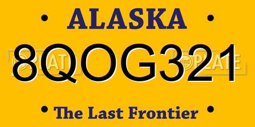 8QOG321 Alaska License Plate