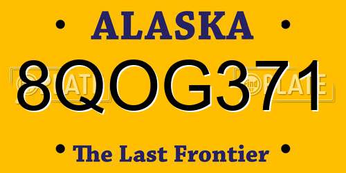 8QOG371 Alaska License Plate