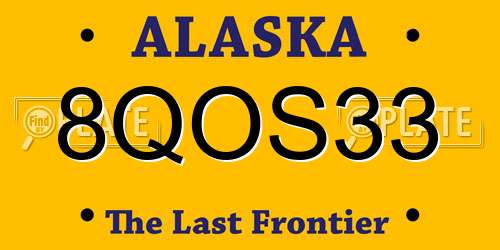 8QOS33 Alaska License Plate