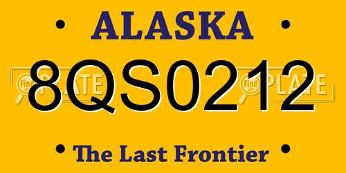 8QS0212 Alaska License Plate