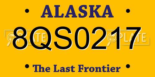 8QS0217 Alaska License Plate