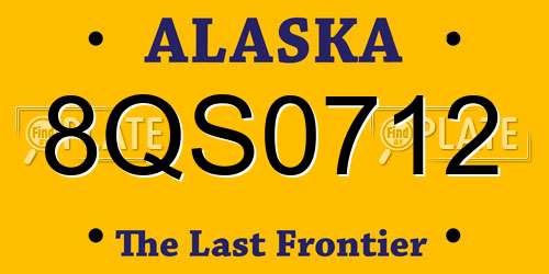8QS0712 Alaska License Plate